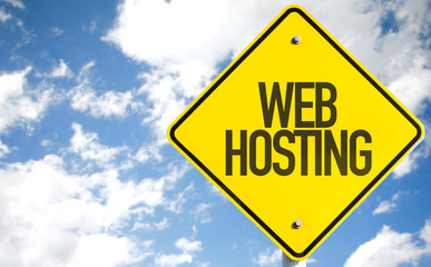 Web Hosting sign with sky background