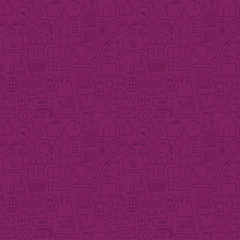 Thin Line Internet Shopping Dark Purple Seamless Pattern
