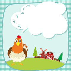 Border design with chicken on the farm