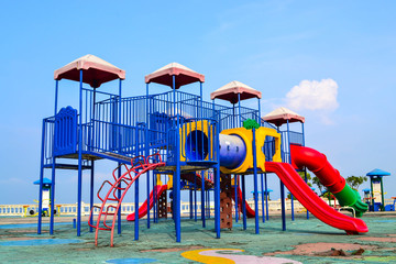 Colorful playground with blue sky