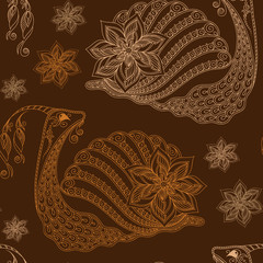 Seamless pattern of cartoon snails.  vector background.Henna Meh
