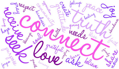 Connect Word Cloud On a White Background. 