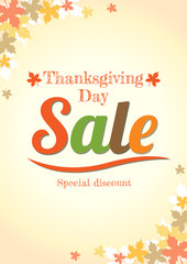 Thanksgiving day sale poster in vector