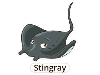 Stingray sea animal fish cartoon illustration  © Oleksandr Pokusai