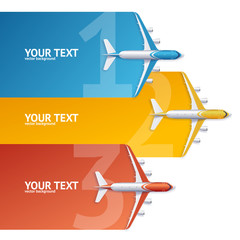 Airplane Travel Concept Option Banner. Vector