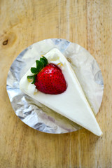 A piece of strawberry cake, it delicious