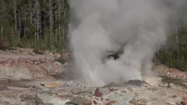 Nature Steamboat Geyser spray water steam Yellowstone 4K