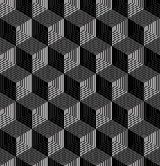 monochrome striped cube pattern
