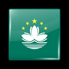 China Flag of Macau. Glassy Icon Square Shape