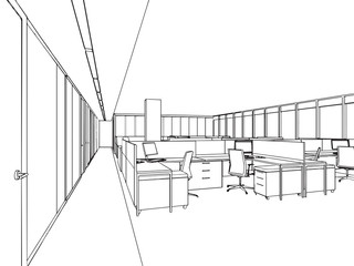 interior office outline drawing sketch