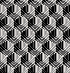 monochrome striped cube pattern.