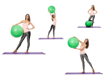 Set of photos with model and swiss ball