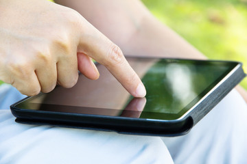 business woman using digital tablet