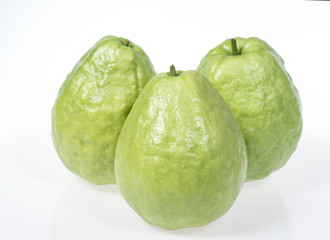 Fresh guava fruit isolated on white background.

