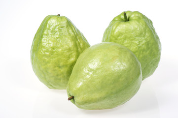 Fresh guava fruit isolated on white background.
