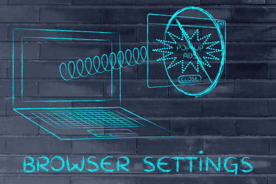 funny pop-up ads coming out of laptop and being blocked