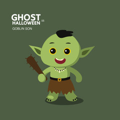 ghost character set for Halloween, cute minimal flat design, goblin son monster.