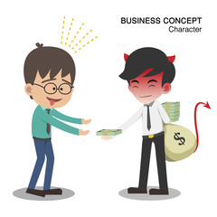 Financial concept, Bankers send money to business man.