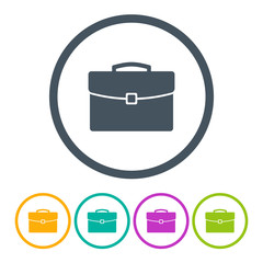 briefcase icons set colored on the gray background. stock vector