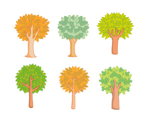 trees set, vector illustration.