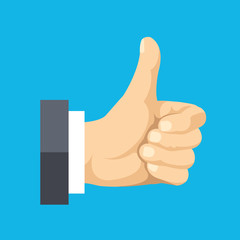 Thumbs up flat icon. Social network like concept. Vector flat illustration