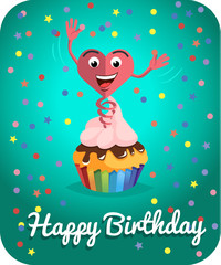 Happy birthday card  jumps out of cake
