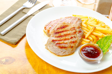 Chicken steak with fries