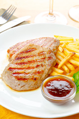 Chicken steak with fries