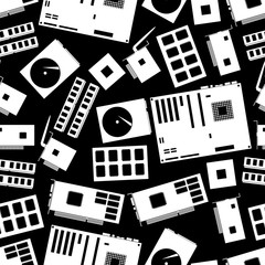 internal desktop computer components seamless dark pattern eps10