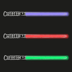 red blue and green light future swords doodle eps10