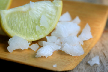 lemon sliced with salt