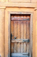 Authentic wooden door in old style, modern design