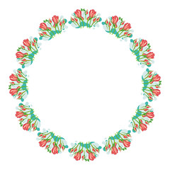Round frame with red roses