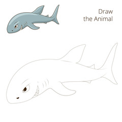 Draw the fish animal shark educational game