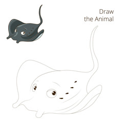 Draw the fish animal stingray educational game 