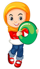 Little girl holding letter O