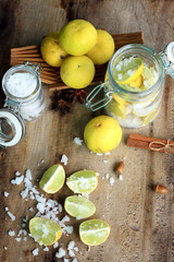 lemon sliced with salt