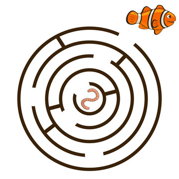 Game labyrinth find a way clownfish vector