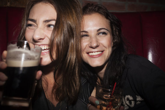 Friends drinking at a nightclub