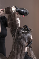 Drying woman's hair