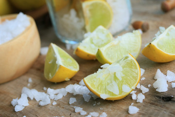 lemon sliced with salt