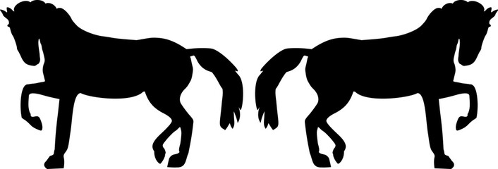Silhouette of two horses