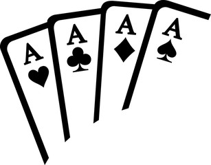 Playing cards aces winning