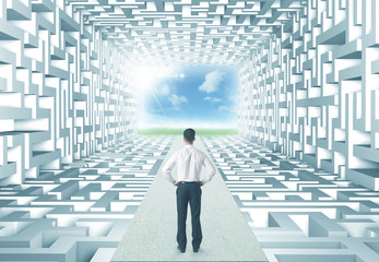 Businessman in labyrinth
