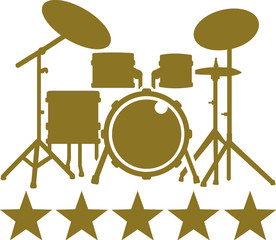 Drum Kit with five golden stars
