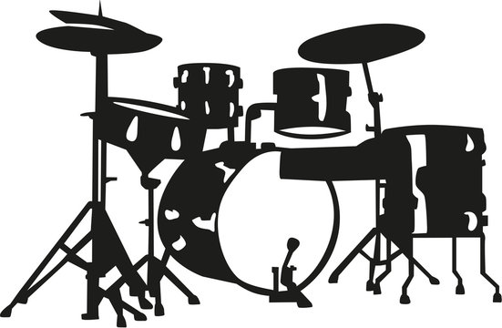 Drum set with drums and percussion instruments