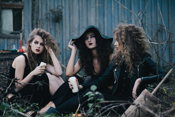 Three vintage witches gathered for the Sabbat