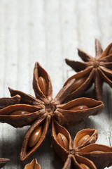 anise on wooden board- shallow depth of field