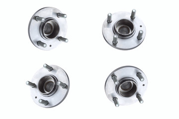 Isolated on white background brake discs and bearings for front