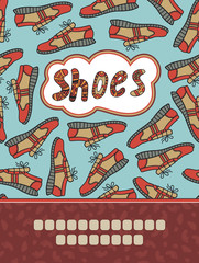 Template for greeting cards or flyers or business cards on the shoe theme. 